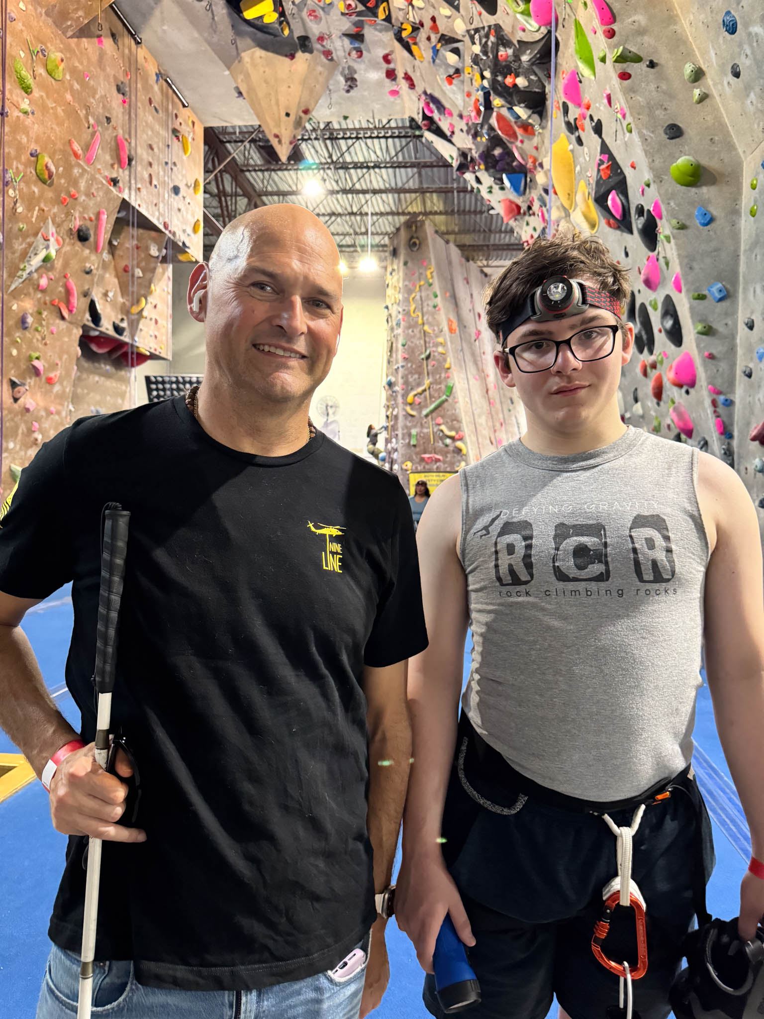 Sean Murphy holds bouldering for blindness fundraiser and awareness event with Michael Harries