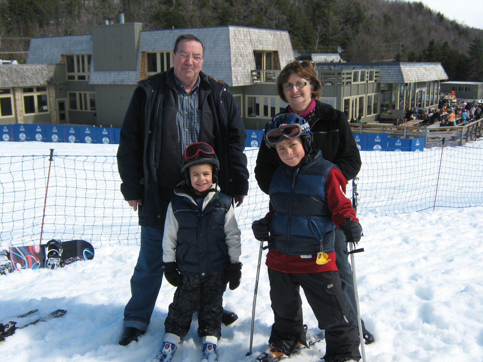 Fran and John Hickmott with grandsons Ethan (front right) and Gavin at Devil's Glen Country Club in Ontario, Canada in 2010.