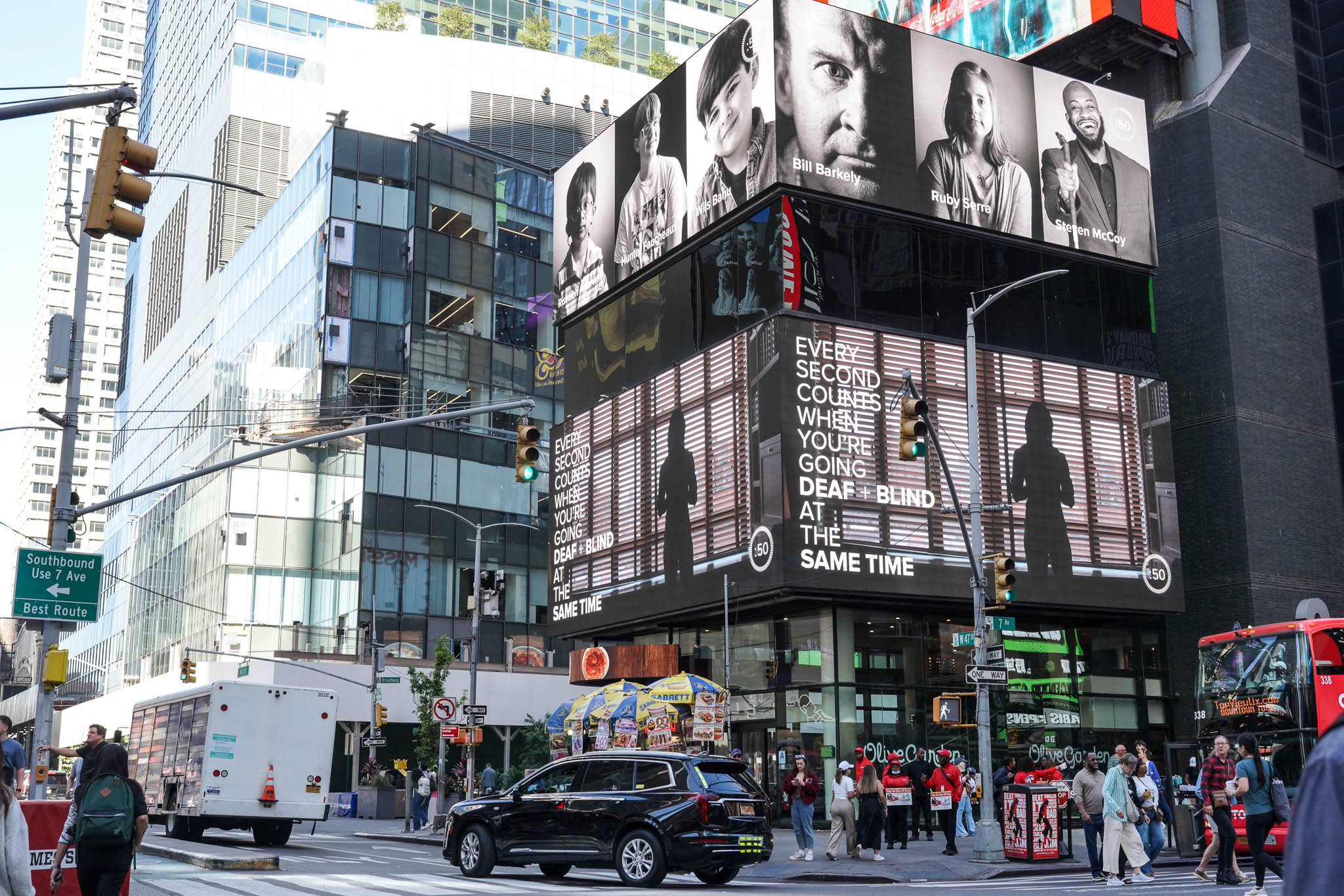 Times Square Billboard featuring the Every Second Counts Campaign for Usher Syndrome Awareness Day 2025