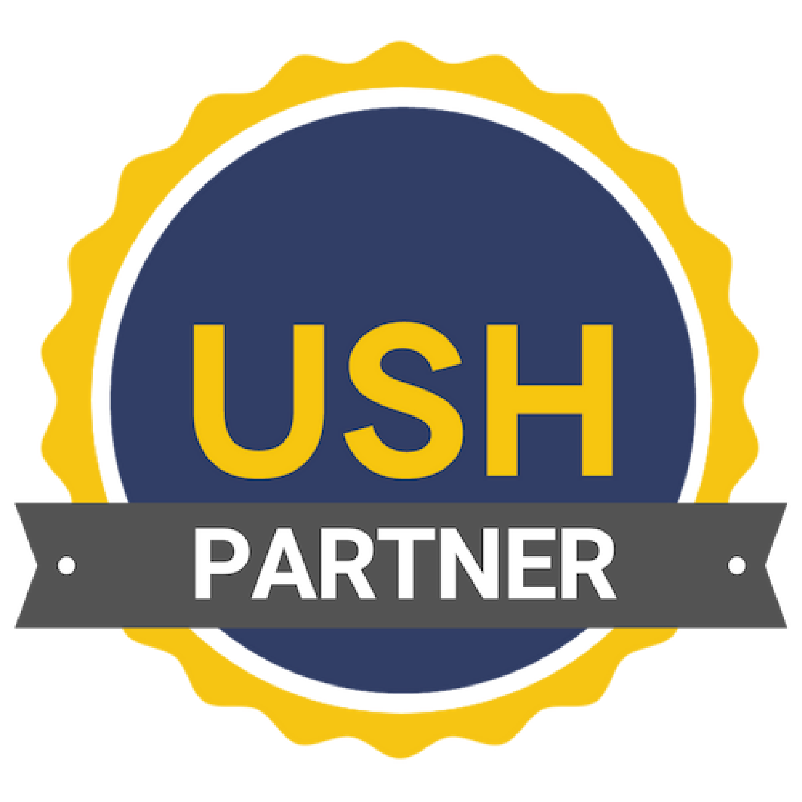 A navy blue and gold seal that says "USH Partner"