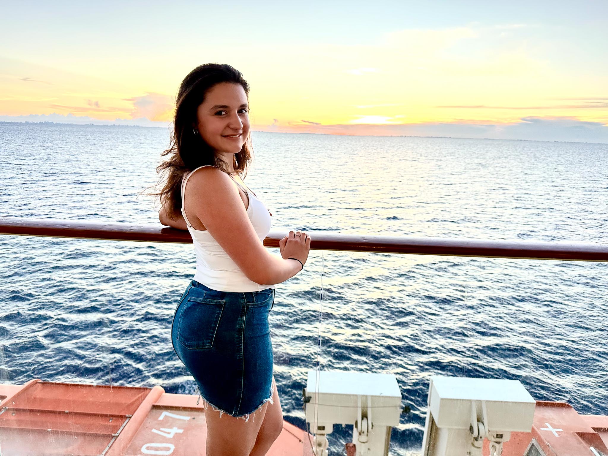 Katerina on a cruise to the Bahamas with her brother and friends.